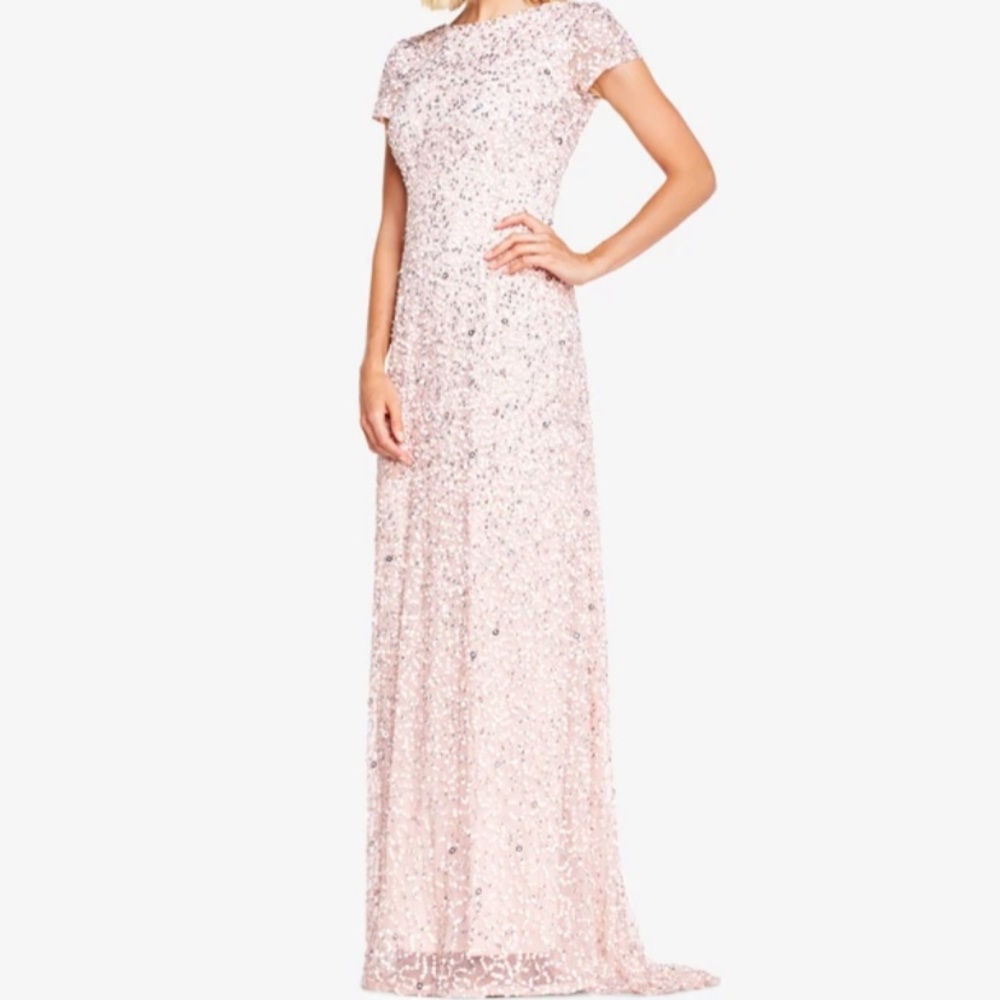 NWT Adrianna Papell Scoop Back Sequin Gown 14-P